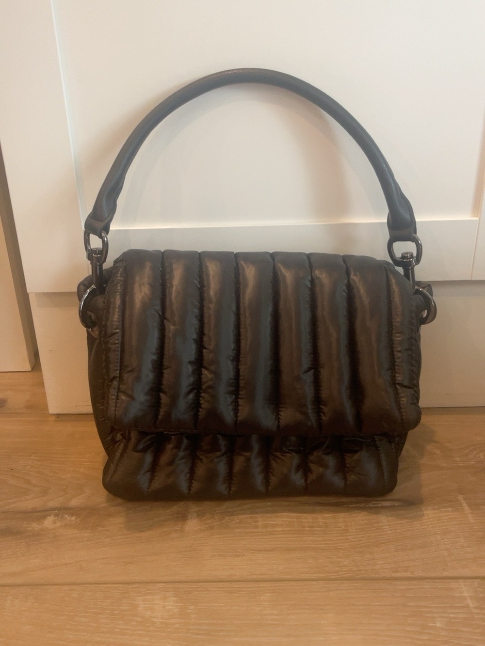 Think Royln Black Quilted Puffer Shoulder Bag Handbag